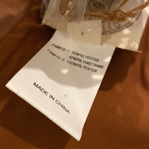 Mucha et Muchette NWT Dress Faux Leather Caramel Brown Black Medium Large - Picture 11 of 14